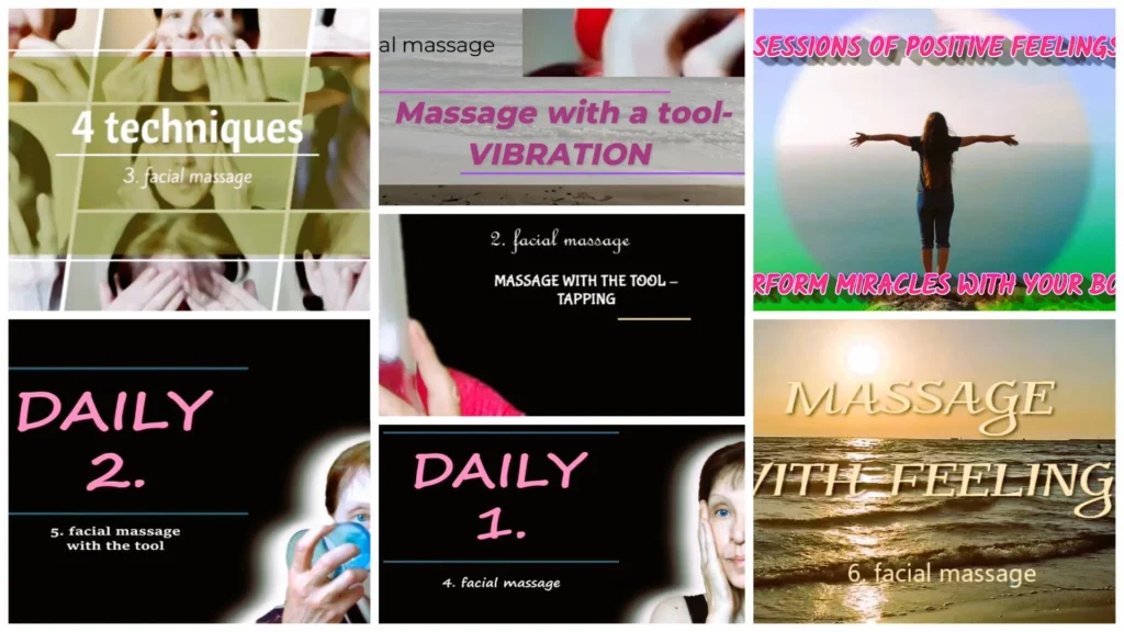collage of facial massage course videos tulemus Collage of Facial Massage Video Collection