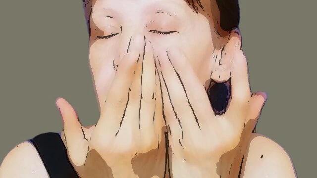 Face Massage: Woman Traces a Zigzag Pattern Across Her Face